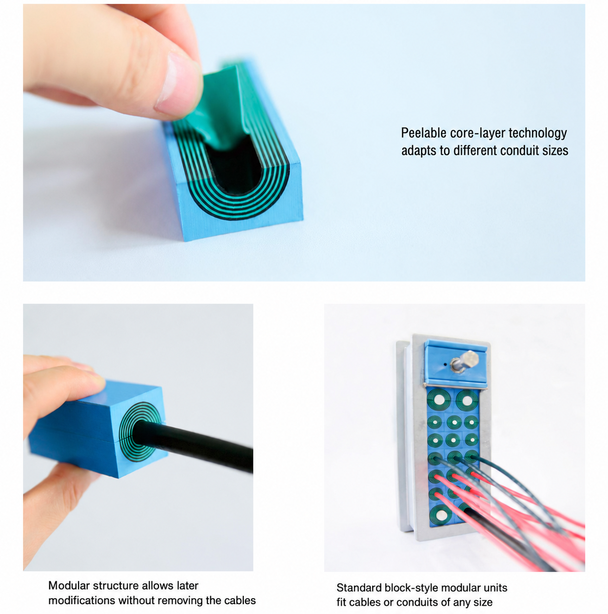 DEWIN TSC series multi cable transit sealing module, product photograph on white background