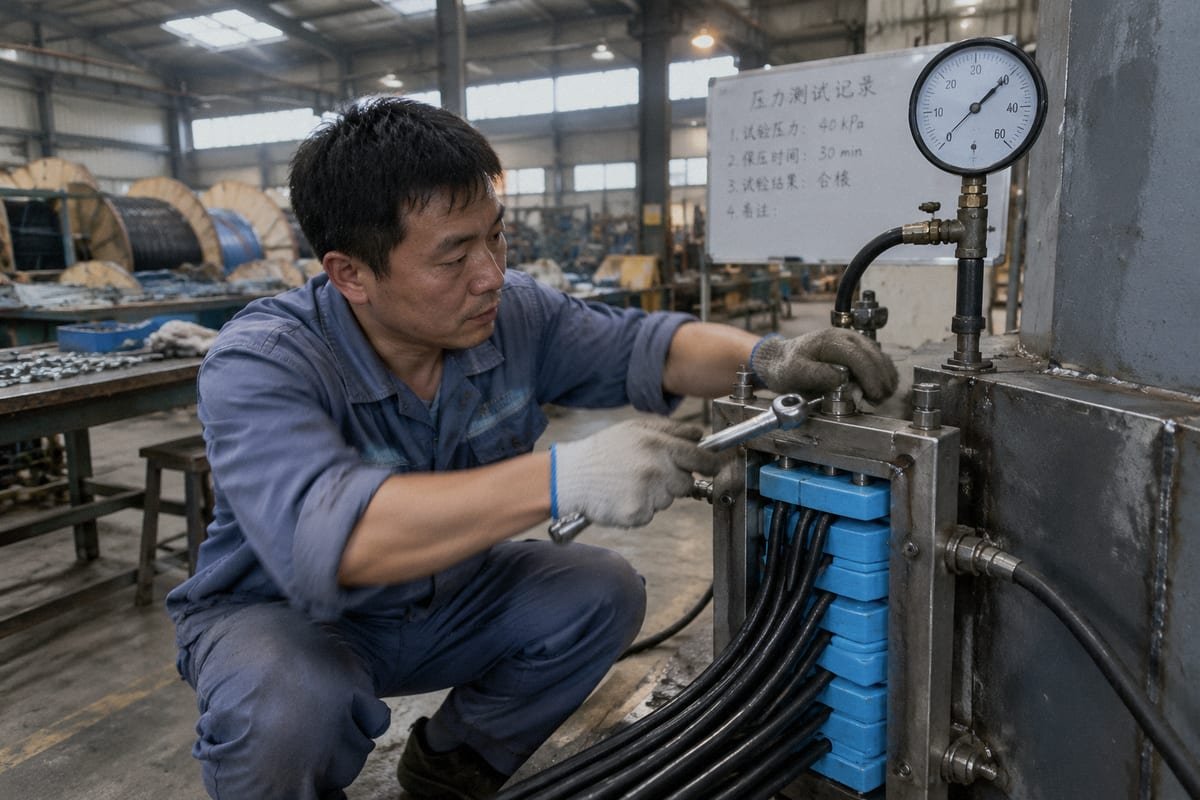 Wedge compression block converting bolt torque into lateral sealing pressure across frame (ID#2)