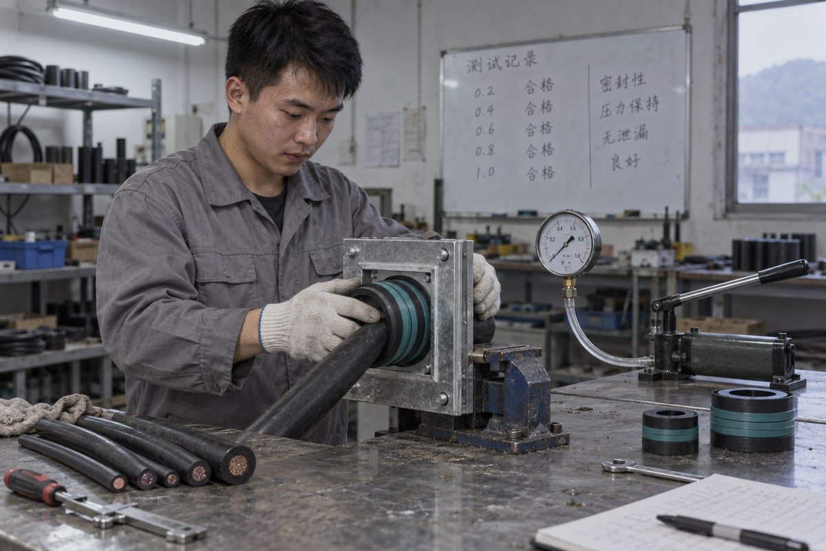 Testing EPDM module sealing performance across multiple cable diameters in one sample (ID#4)