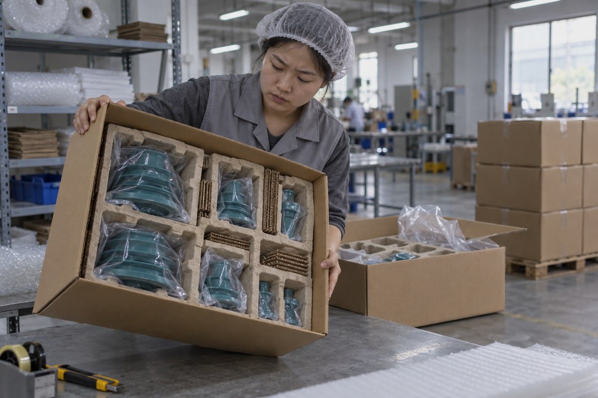 EPDM Module Protection Inner packaging with foam inserts protecting EPDM sealing modules during long-distance shipping (ID#3)