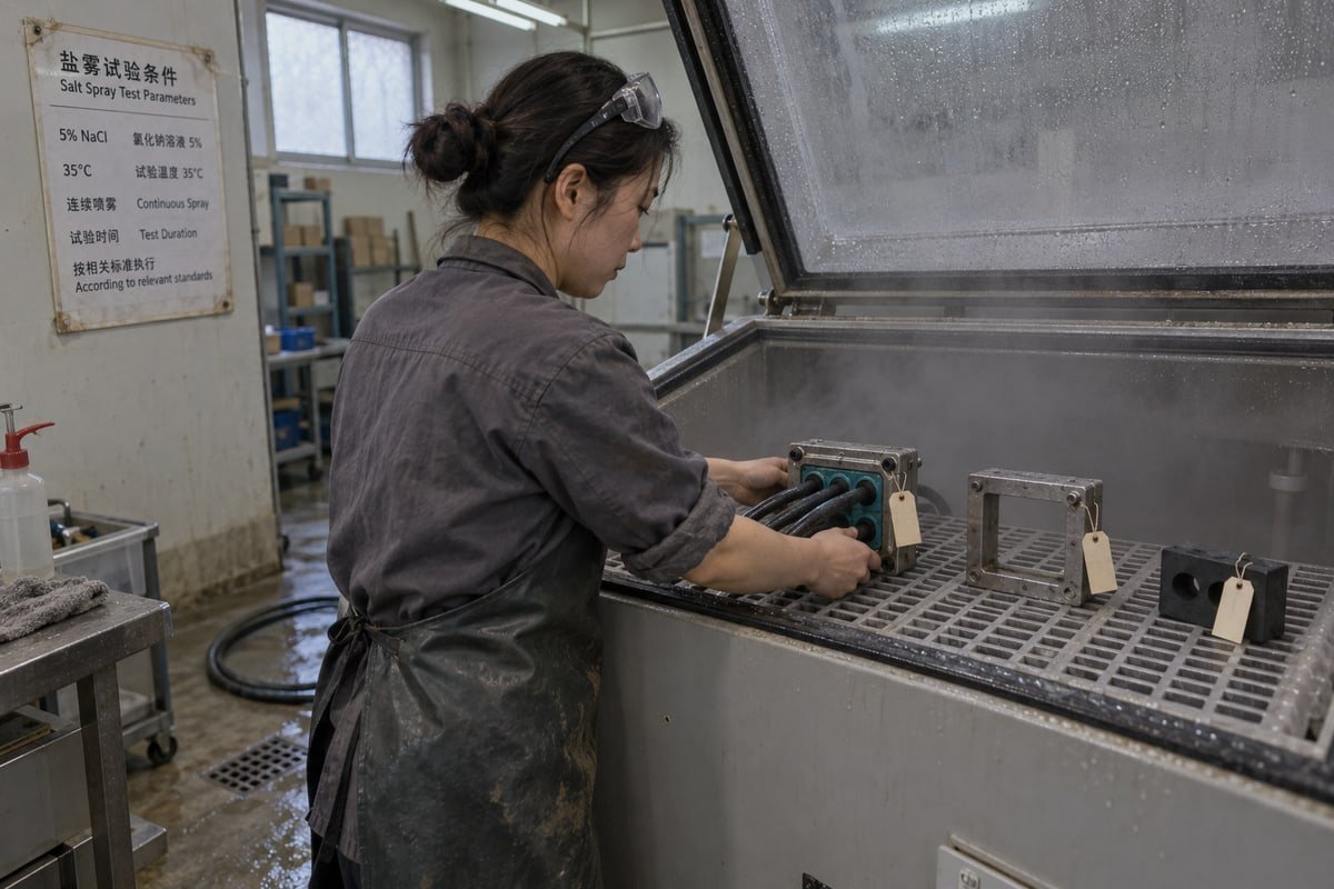 Salt spray certification standards ISO 9227 ASTM B117 and IEC 60068-2-52 for MCT suppliers (ID#2)