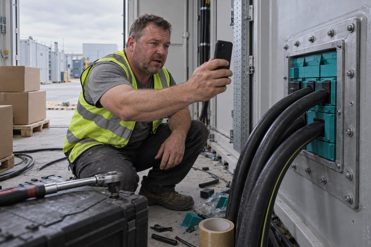 Remote video-based installation guidance for multi cable transit frame fit-up and compression steps (ID#2)