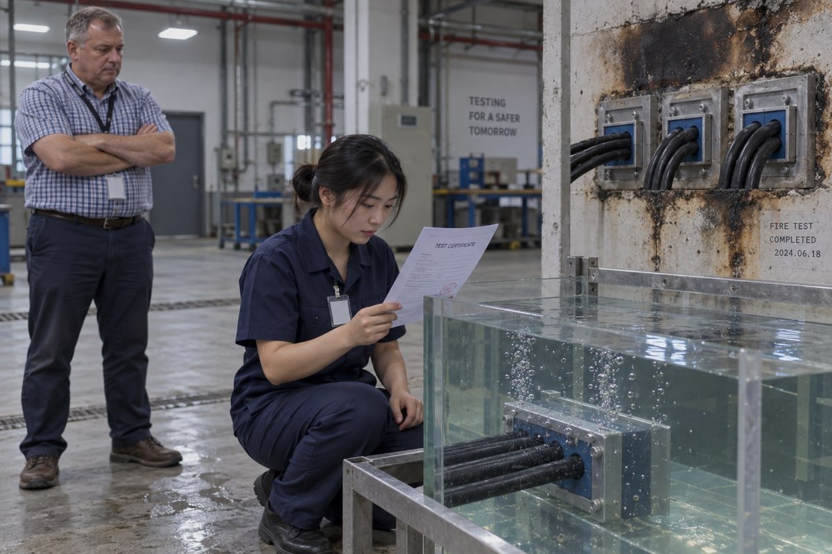 Verifying sealing module IP68 and fire rating test reports against E-House specifications (ID#3)