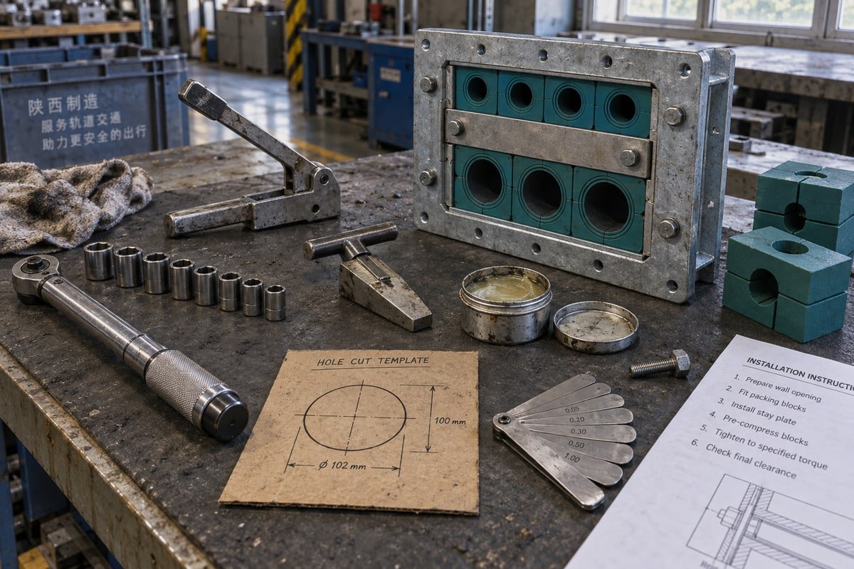 DewinMCT recommended installation tools including torque wrench and compression wedge aid (ID#3)