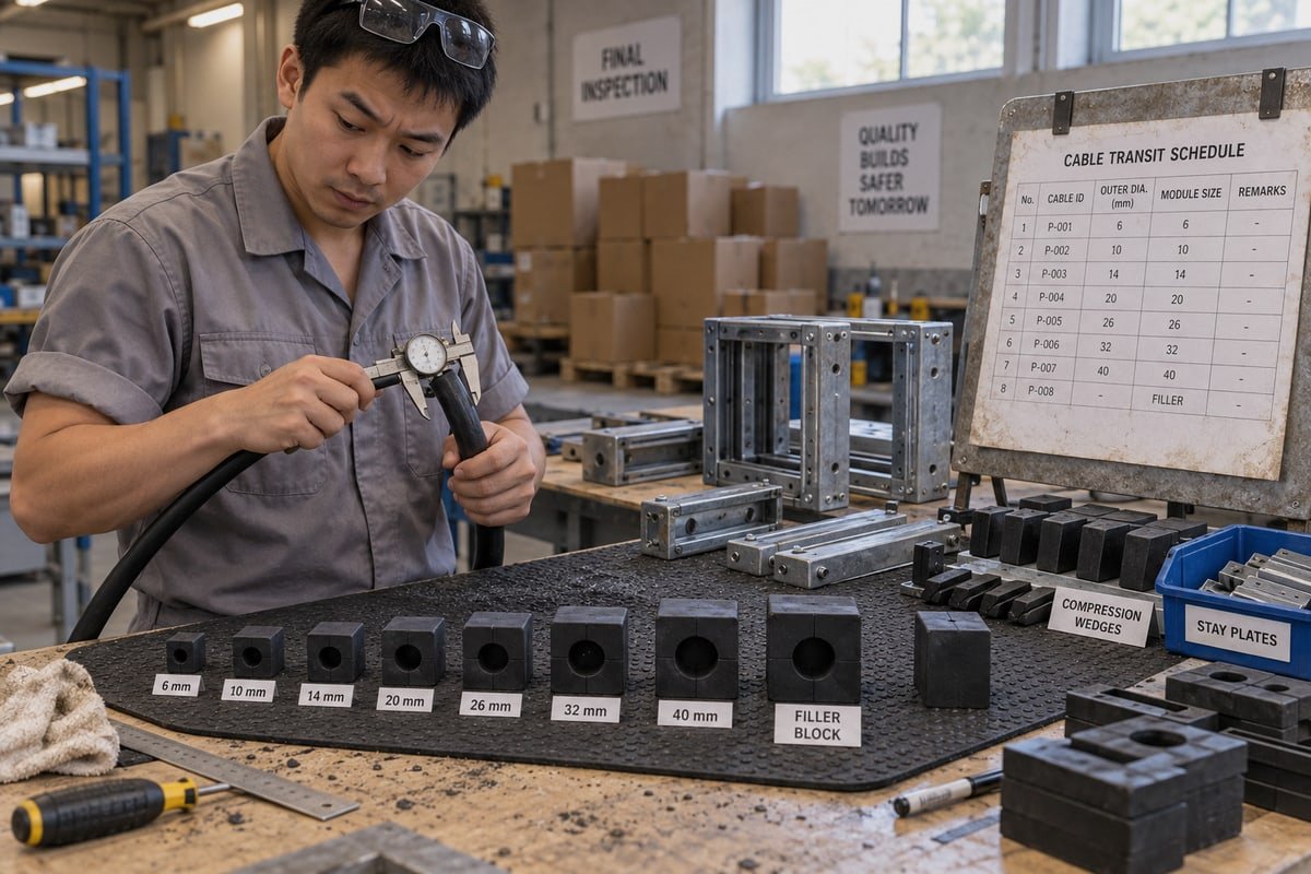 Cable Filler Cross-Reference Cross-referencing filler configurations to cable diameters and module row-column positions (ID#3)