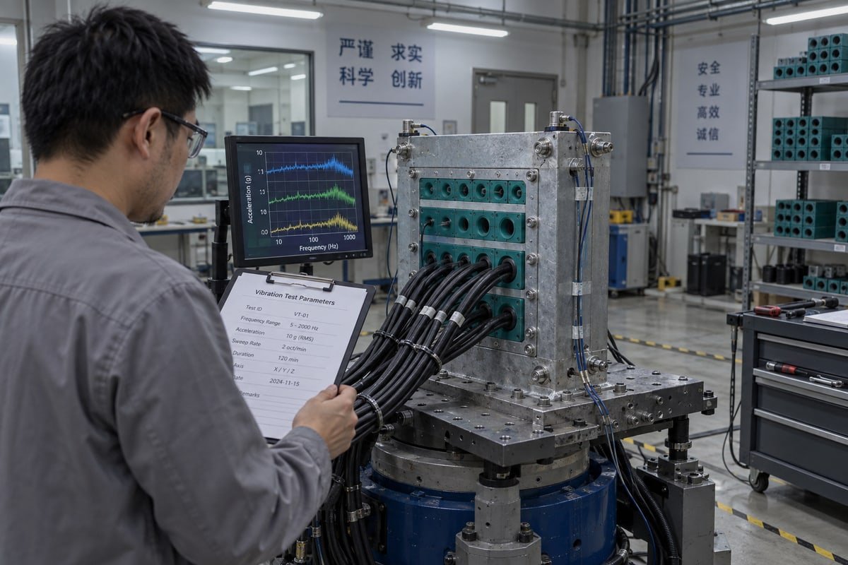 Test documents verifying shock and vibration resistance with frequency, acceleration, and axes data (ID#2)