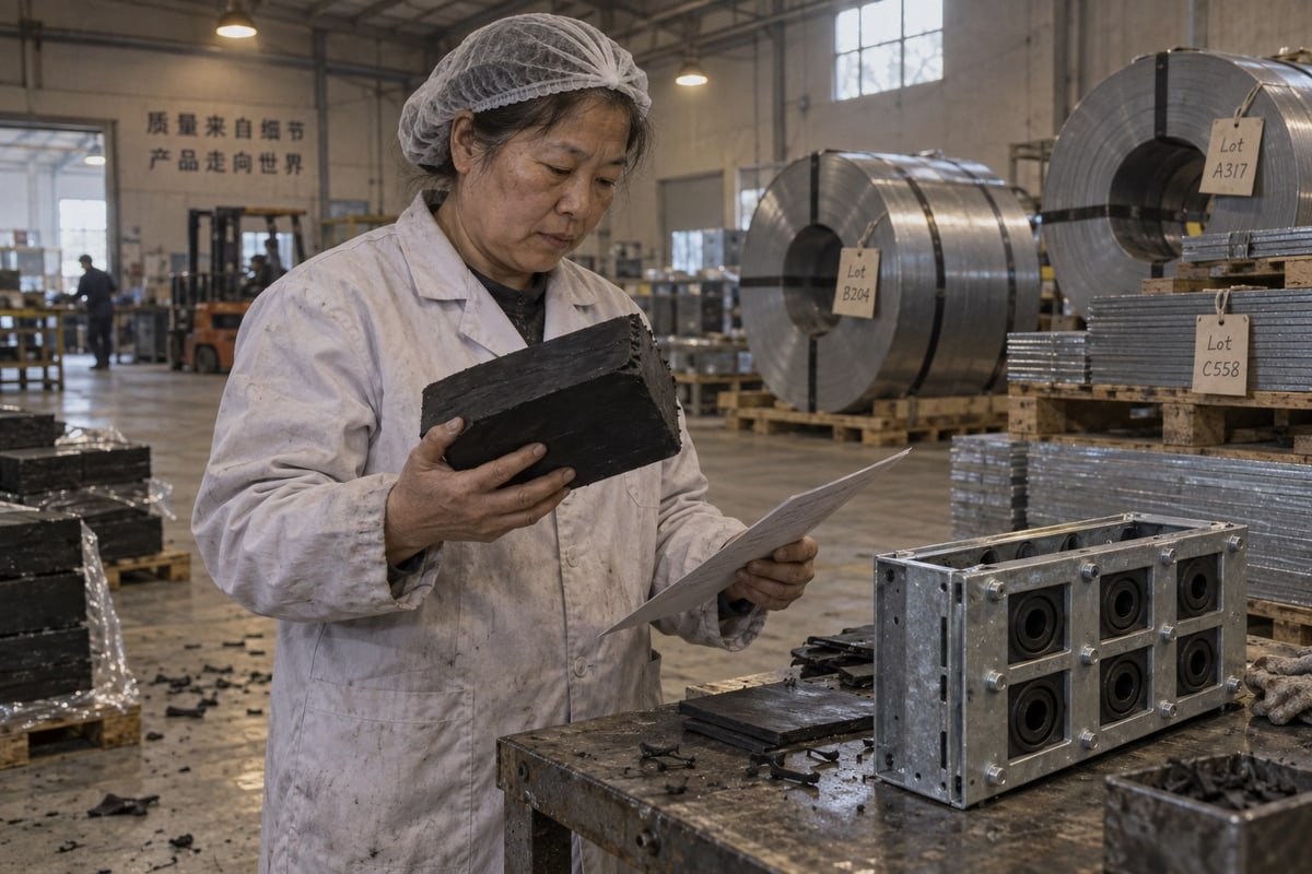 Raw Material Origin Tracing Tracing EPDM rubber and metal frame origins by working backward through compounders, mills, and suppliers with lot-matched invoices (ID#3)